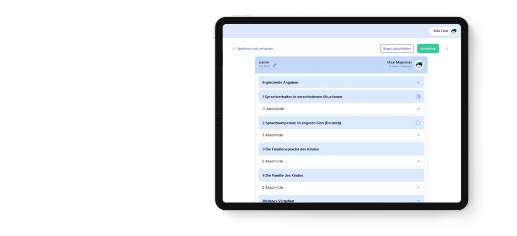 sismik Beobachtungsbogen - Kitalino